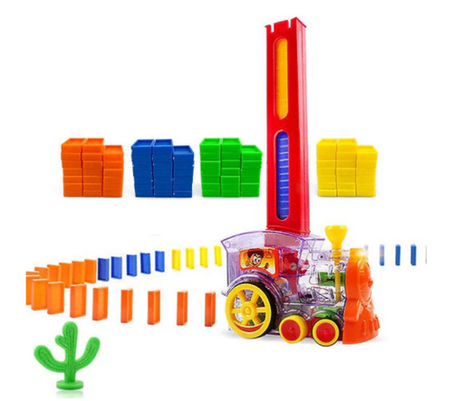 Domino Train with Building and Stacking Blocks Set